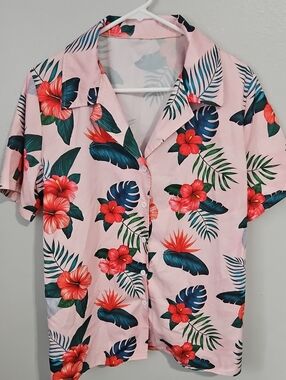 Pink Tropical Floral Short-Sleeve Shirt
